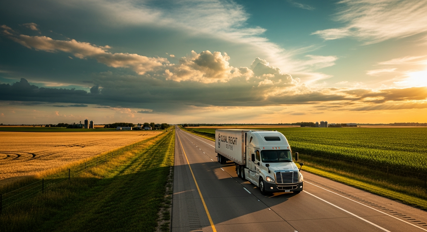 Commercial truck on highway representing logistics infrastructure