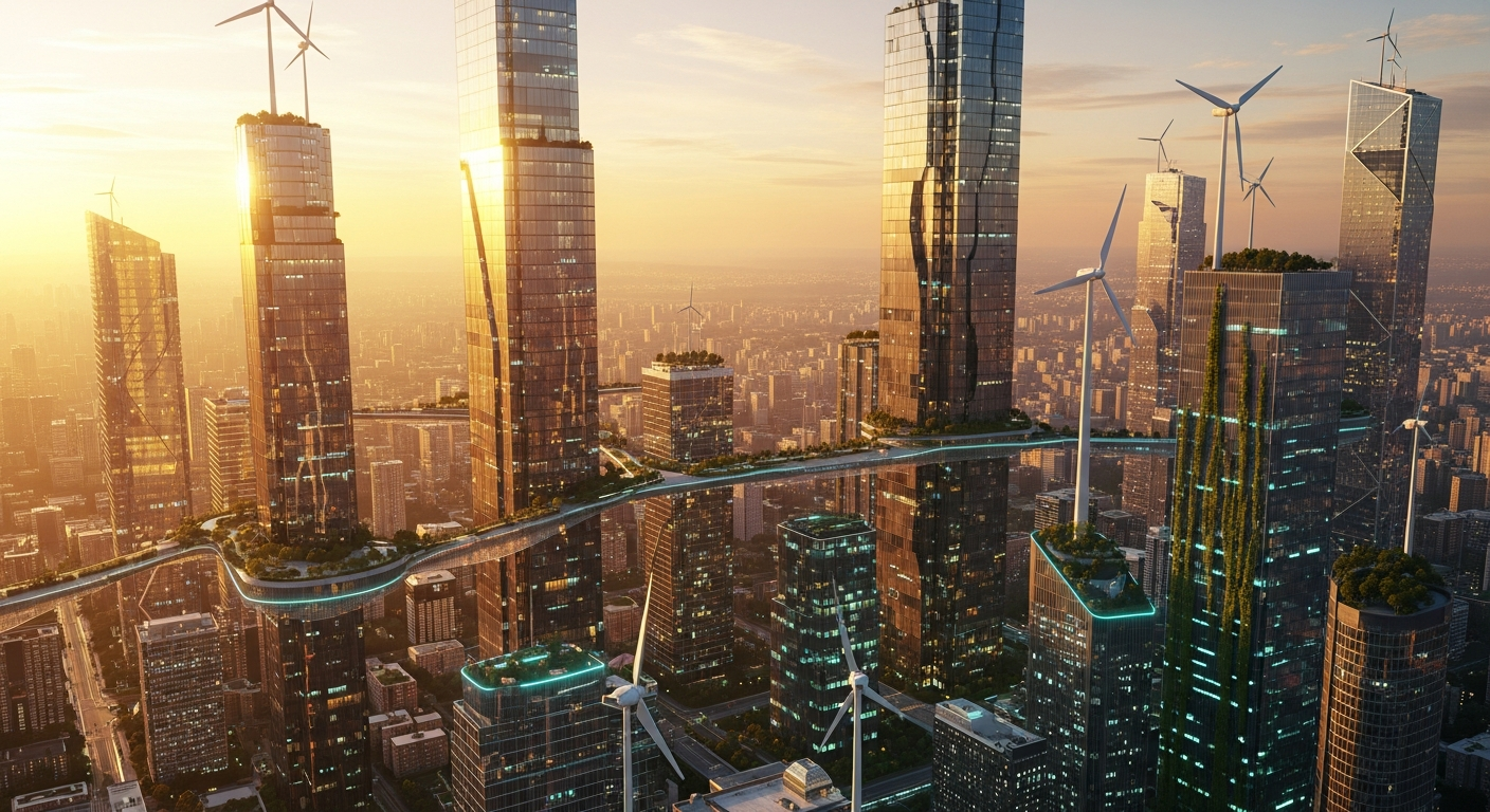 Smart city landscape representing sustainable development vision