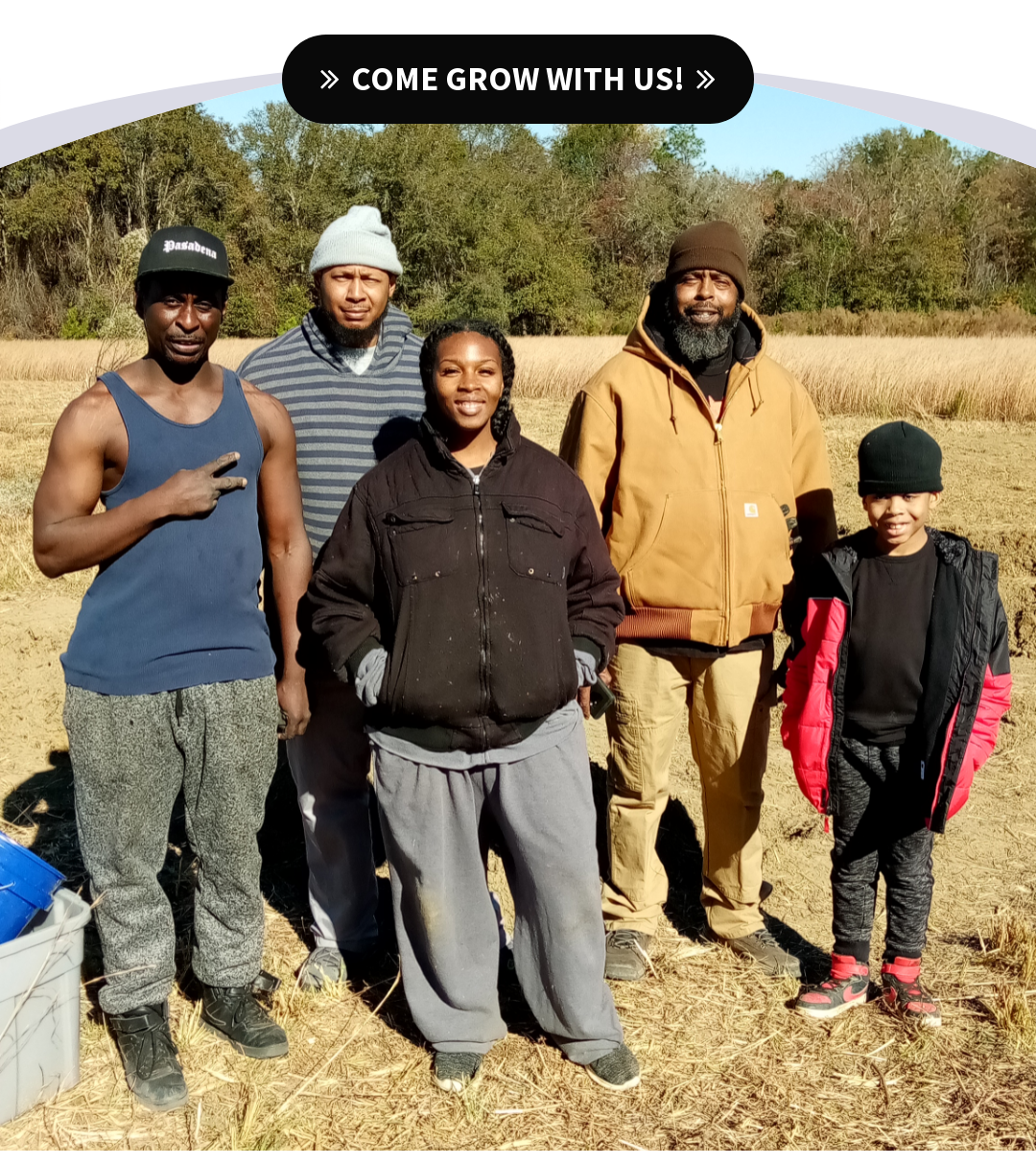 Community team working together on the farmland